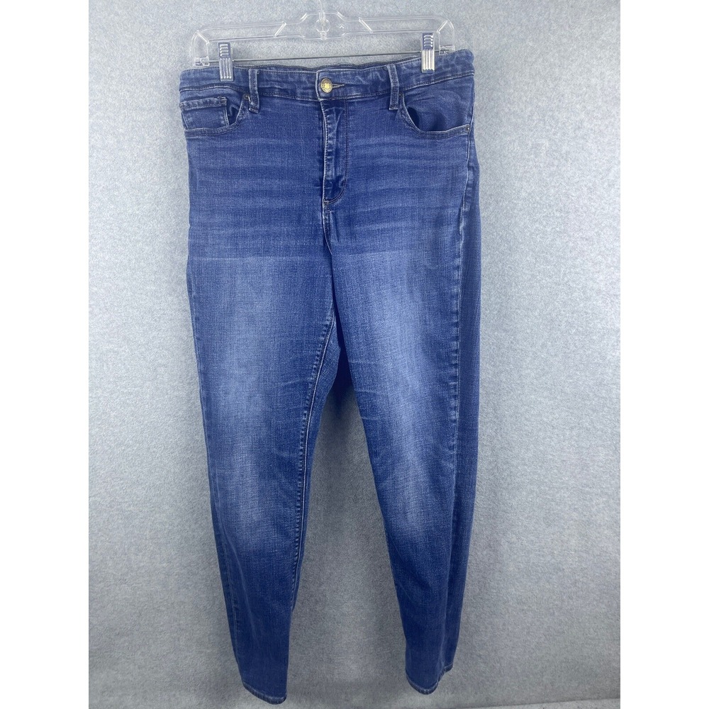 Lucky Brand Bridgette Skinny Jeans‎ Women's 12 Blue Dark Wash Distressed